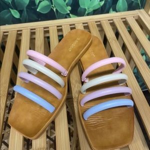 NIP BOUTIQUE Bamboo Slip-on Multi Strap Pastel Sandals Size:6
